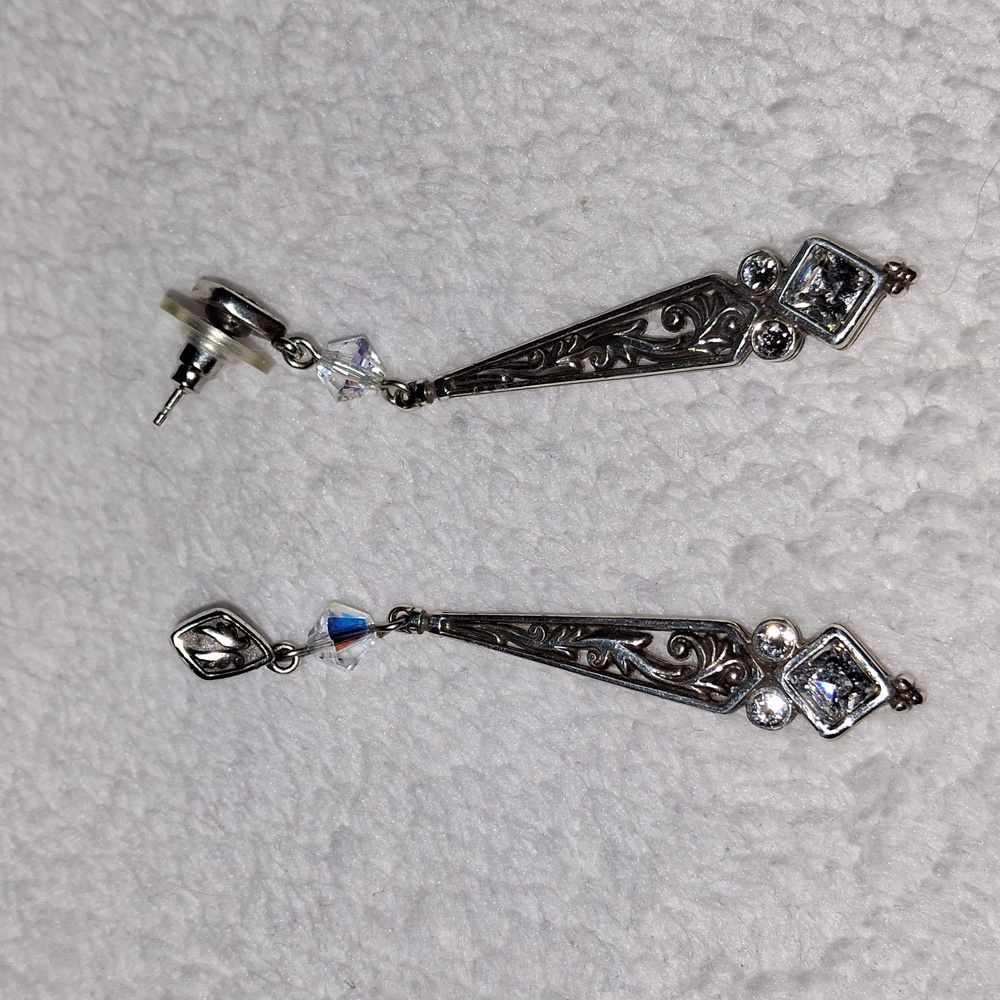 Brighton Silver and Crystal Drop Earrings